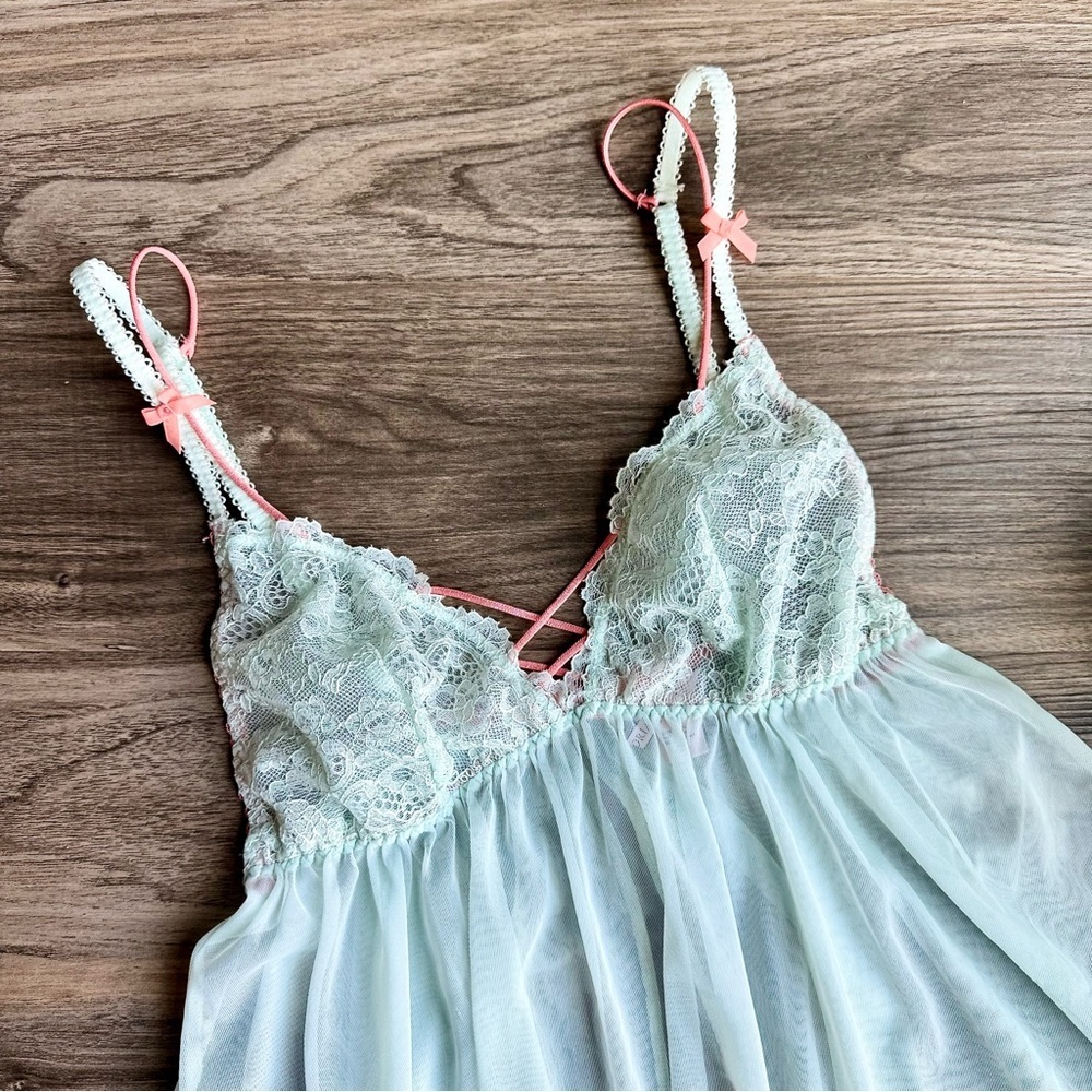 Victoria's Secret Mint Green and Coral Chemise - Picture 3 of 12
